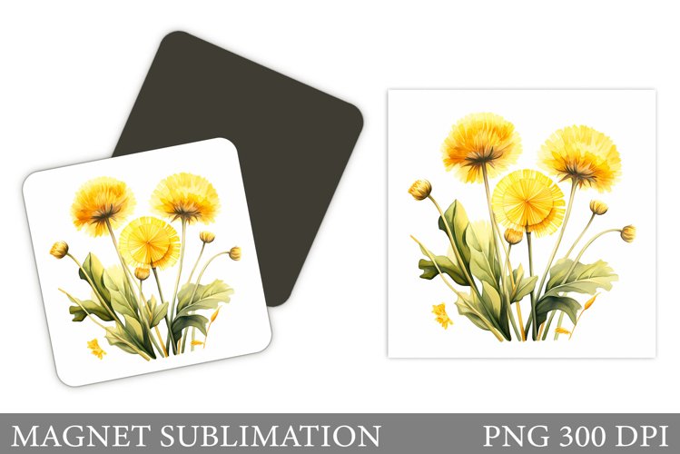 Dandelions Flowers Magnet Design. Flowers Magnet Sublimation