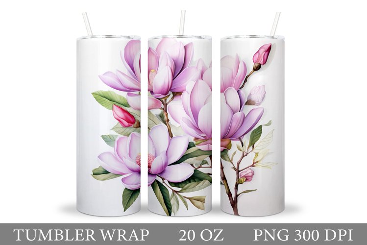 Magnolia Flowers Tumbler. Flowers Tumbler Wrap Design