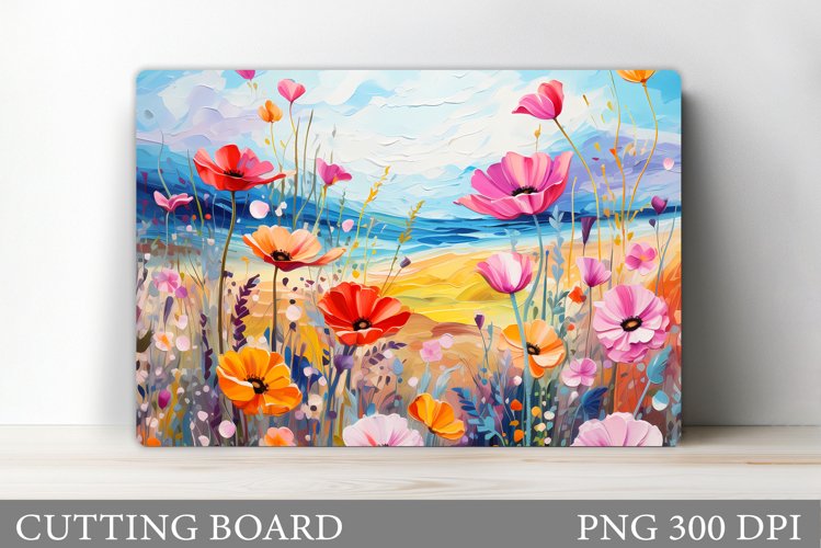 Flowers Cutting Board Sublimation. Wildflowers Cutting Board example image 1