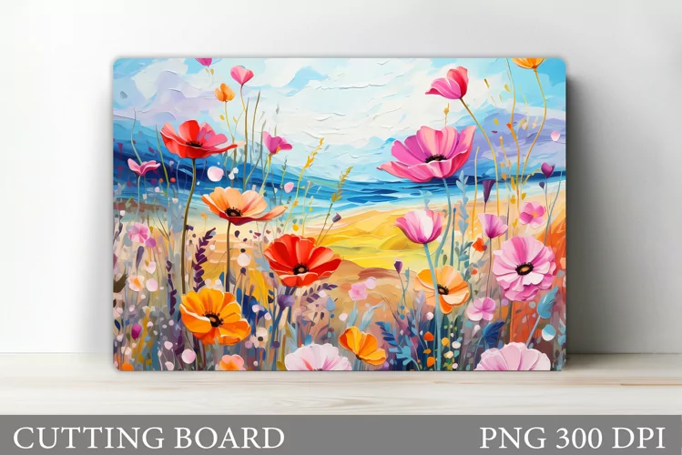 Flowers Cutting Board Sublimation. Wildflowers Cutting Board