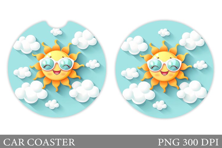 Cute Sun Car Coaster Design. Positive Sun Car Coaster example image 1