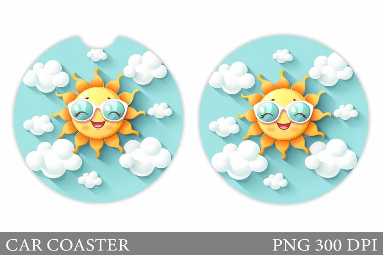 Cute Sun Car Coaster Design. Positive Sun Car Coaster