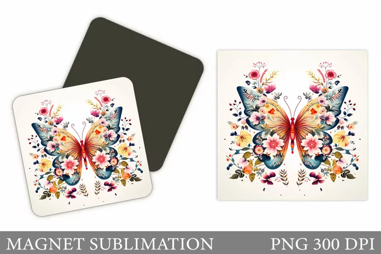Butterfly Magnet Sublimation. Butterfly Square Magnet Design