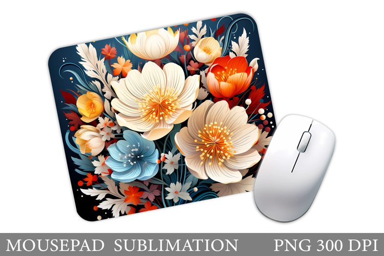 Flowers Mouse Pad Sublimation. Flowers Mouse Pad Design