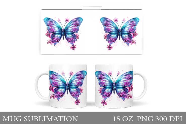 Butterfly Mug Sublimation. Butterfly Mug Wrap Design example image 1