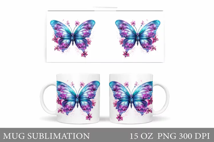 Butterfly Mug Sublimation. Butterfly Mug Wrap Design