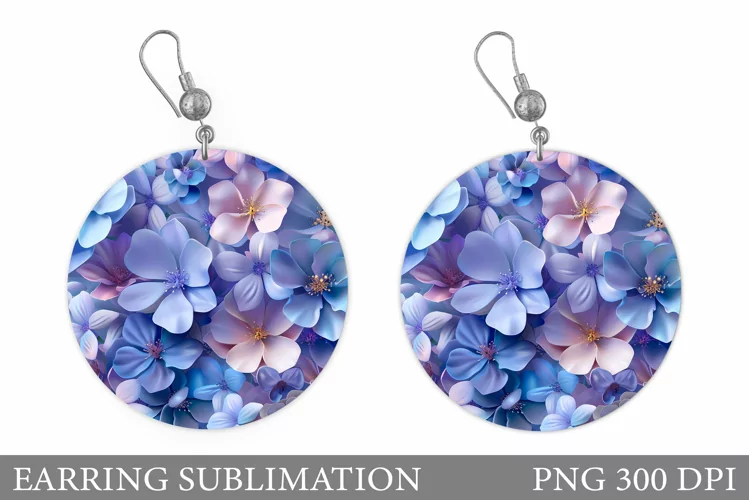 Flowers Earring Sublimation. Flowers Round Earring