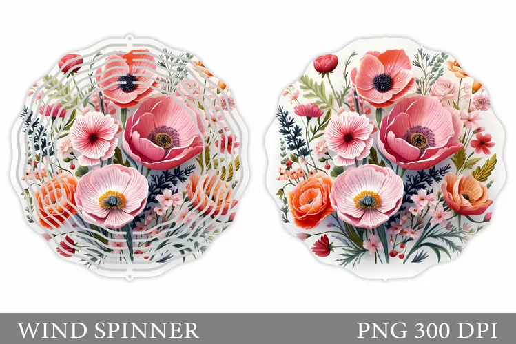 Flowers Wind Spinner Design. Flowers Wind Spinner Template