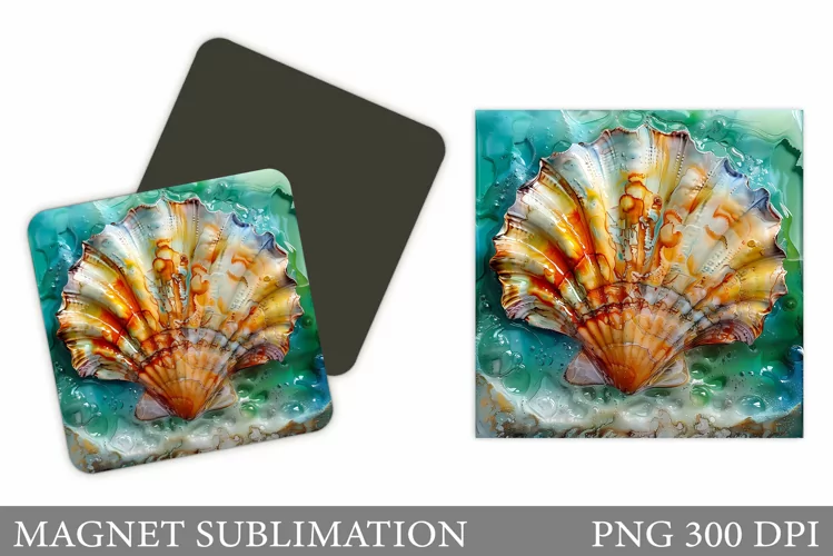 Seashell Magnet Design. Sea Magnet Sublimation
