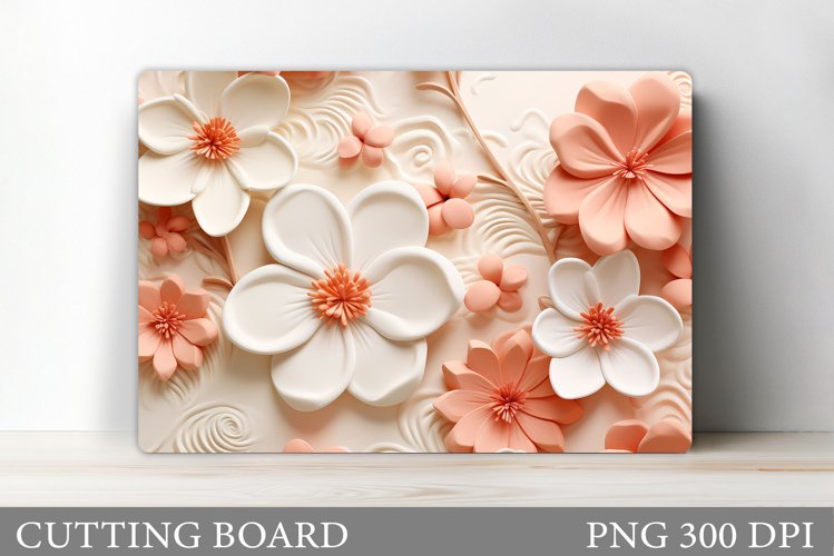 3D Flowers Cutting Board. Summer Cutting Board Sublimation example image 1