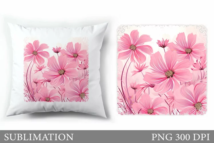 Flowers Pillow Sublimation. Floral Sublimation