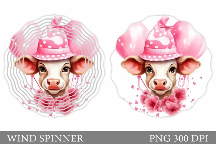 Cute Cow Wind Spinner. Valentine Wind Spinner Sublimation