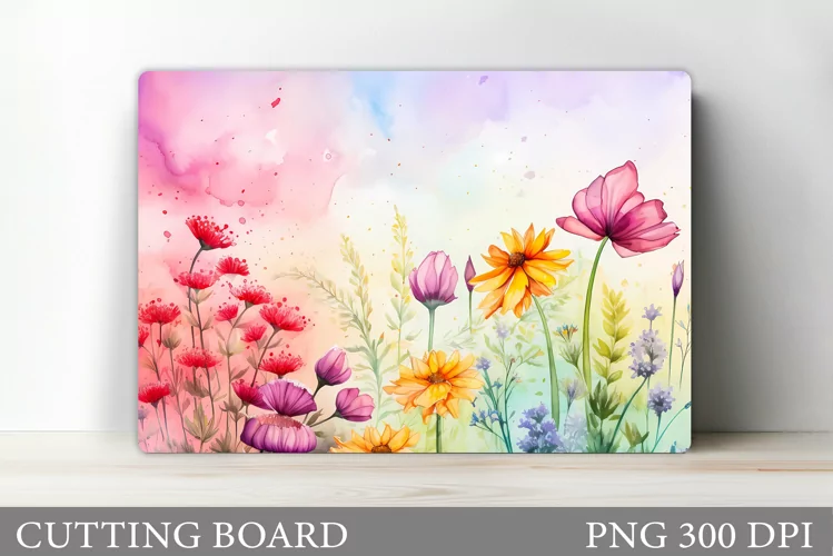 Flowers Cutting Board Sublimation. Wildflowers Cutting Board