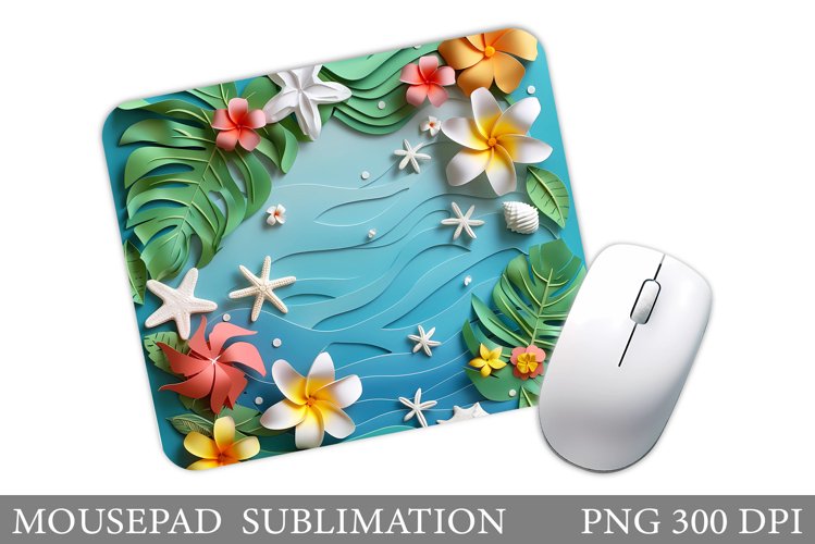 Tropical Mouse Pad Sublimation. Tropical Leaves Mouse Pad example image 1
