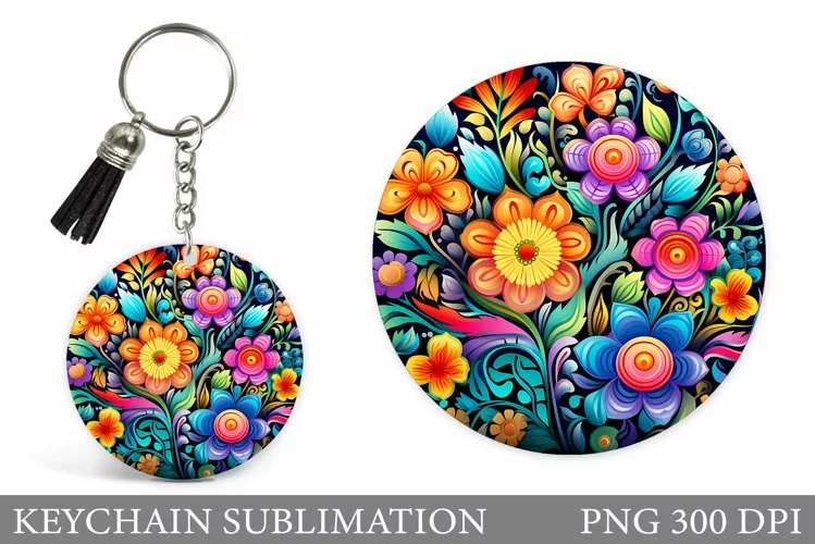 Flowers Keychain Sublimation. Wildflowers Keychain Design