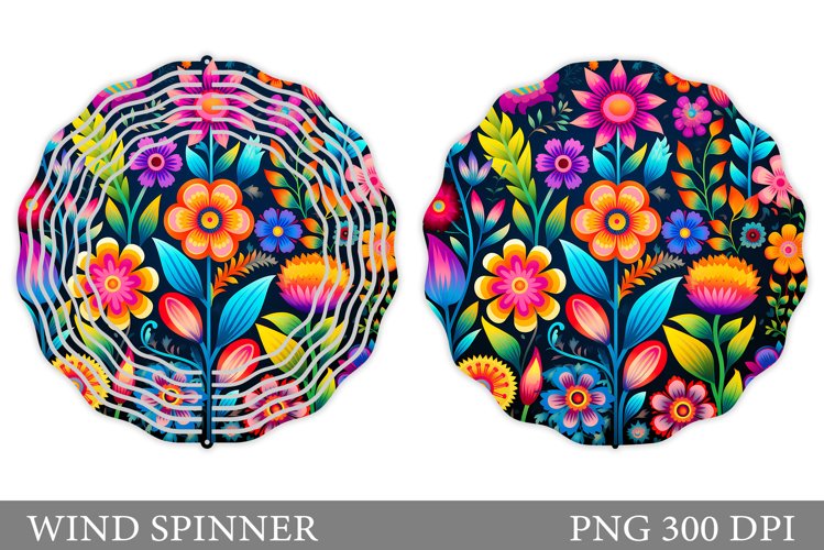 Flowers Wind Spinner Design. Neon Flowers Wind Spinner