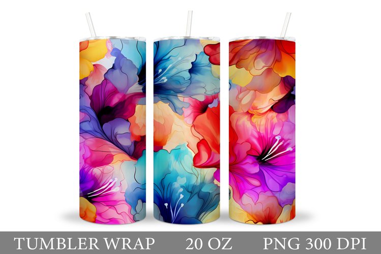 Flowers Tumbler Wrap Design. Floral Tumbler Sublimation