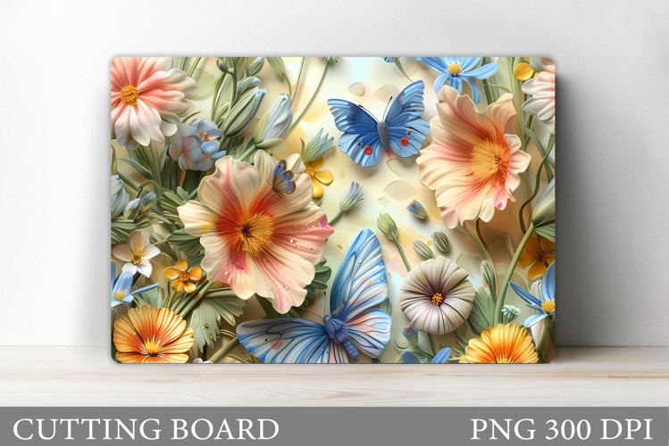 Butterflies Cutting Board. Flowers Kitchen Cutting Board
