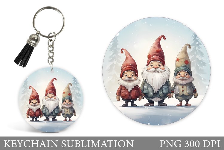 Winter Gnomes Keychain. Christmas Gnome Keychain Design