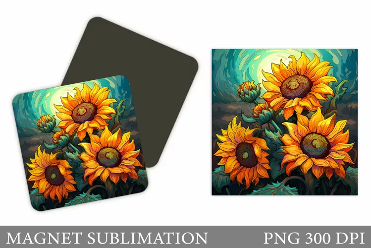 Sunflowers Magnet. Flowers Magnet Sublimation