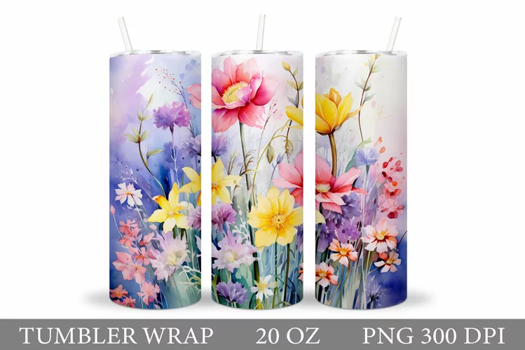 Flowers Tumbler Design. Wildflowers Tumbler Sublimation