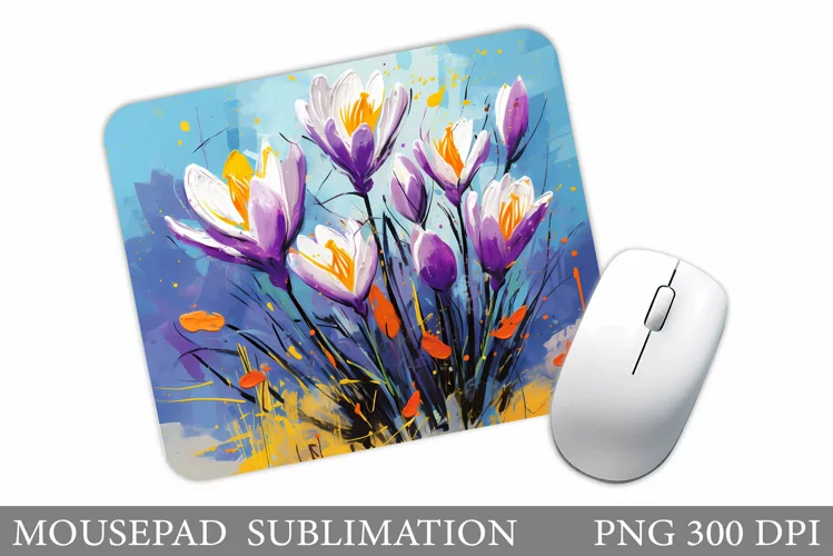 Crocus Mouse Pad Design. Flowers Spring Mouse Pad