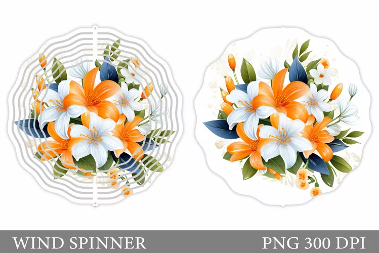 Flowers Wind Spinner Design. Floral Wind Spinner Sublimation