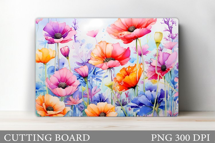 Wildflowers Cutting Board. Flowers Kitchen Cutting Board example image 1