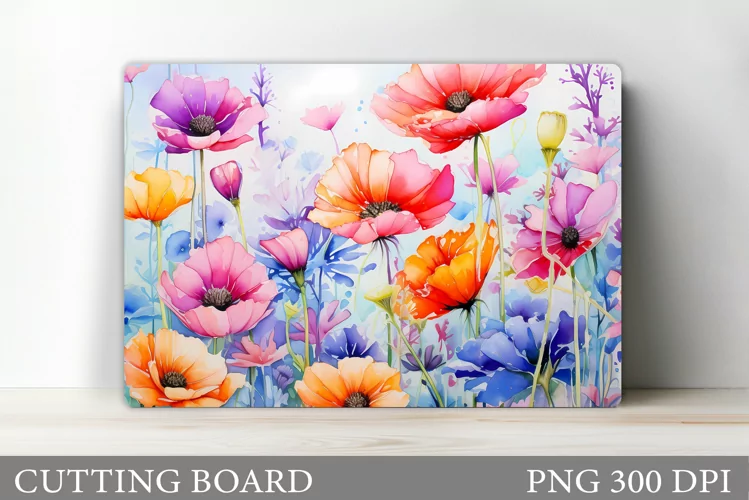 Wildflowers Cutting Board. Flowers Kitchen Cutting Board