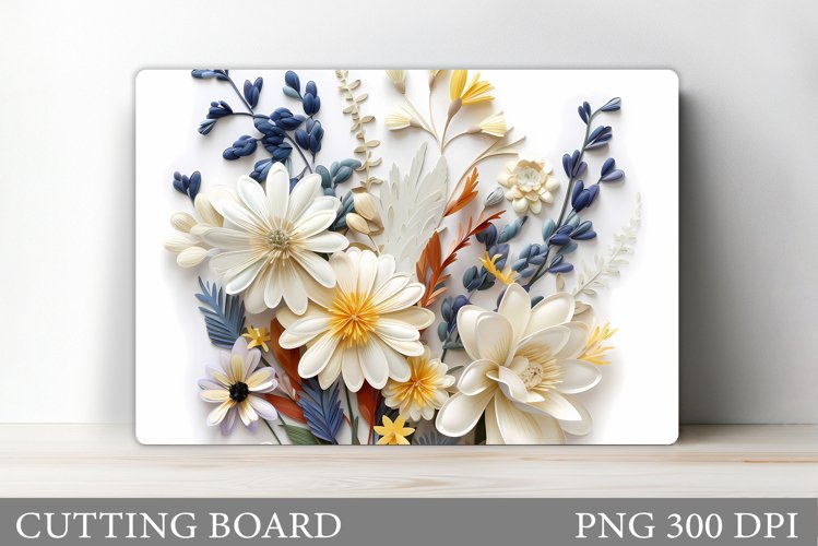 3D Wildflowers Cutting Board. 3D Flowers Cutting Board