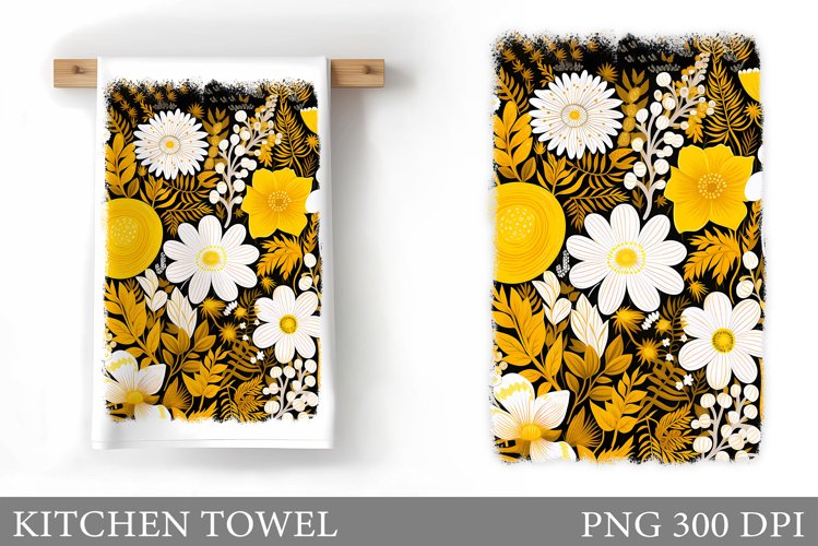 Flowers Kitchen Towel. Summer Kitchen Towel Sublimation example image 1