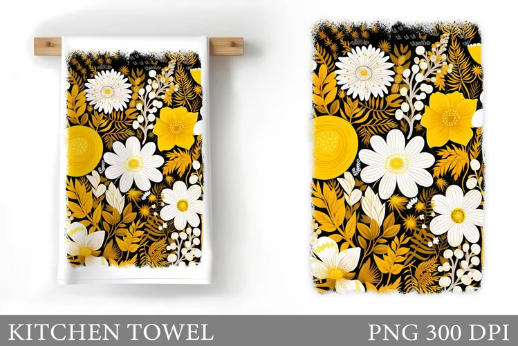 Flowers Kitchen Towel. Summer Kitchen Towel Sublimation