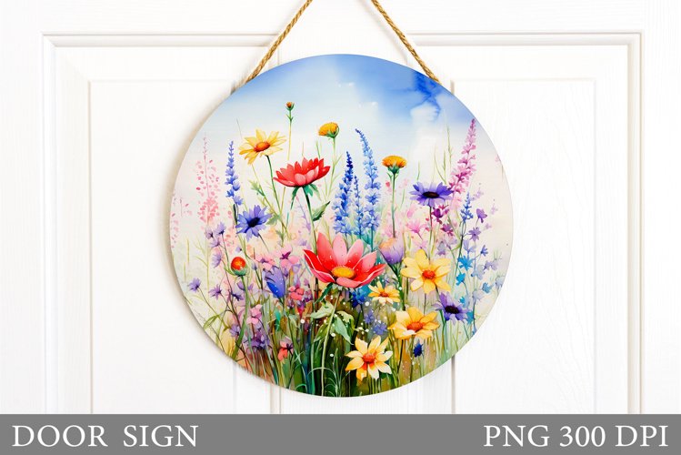 Wildflowers Door Sign Sublimation. Flowers Door Sign Design