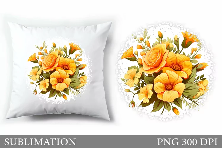 Flowers Sublimation. Wildflowers Pillow Sublimation