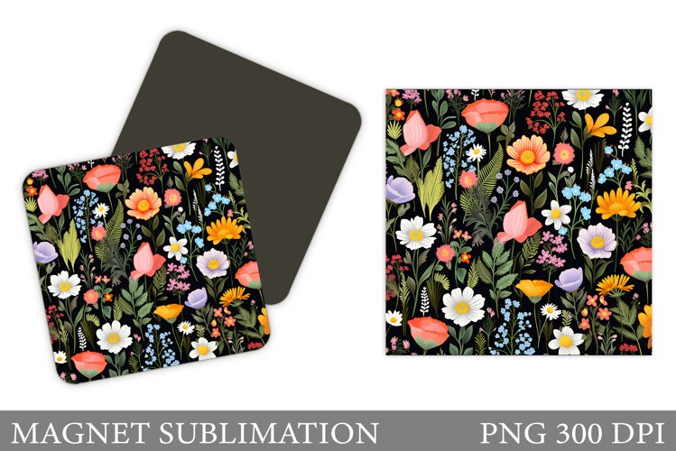 Wildflowers Magnet Sublimation. Flowers Magnet Design