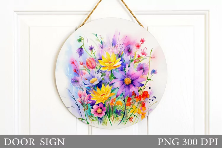 Wildflowers Door Sign Sublimation. Flowers Door Sign Design