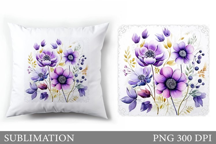 Flowers Sublimation. Wildflowers Pillow Sublimation example image 1