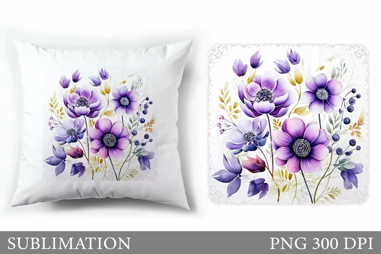 Flowers Sublimation. Wildflowers Pillow Sublimation