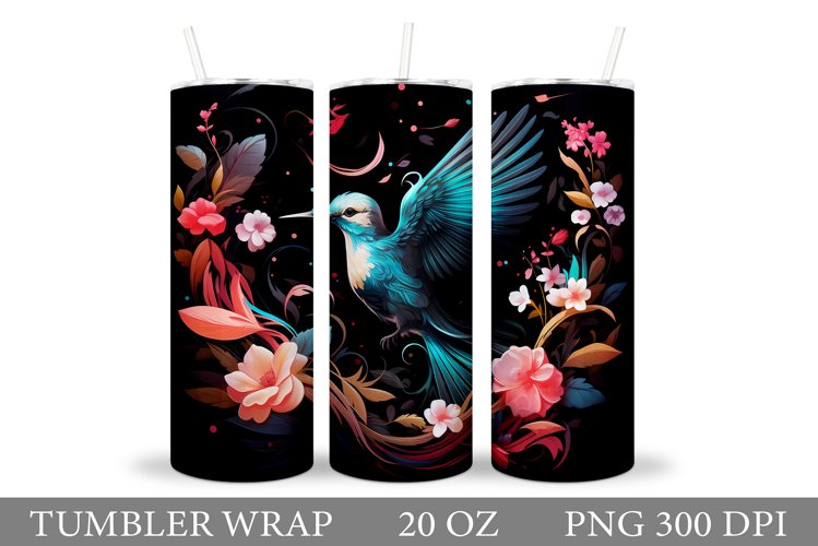 Bird Tumbler Sublimation. Bird Flowers Tumbler Design