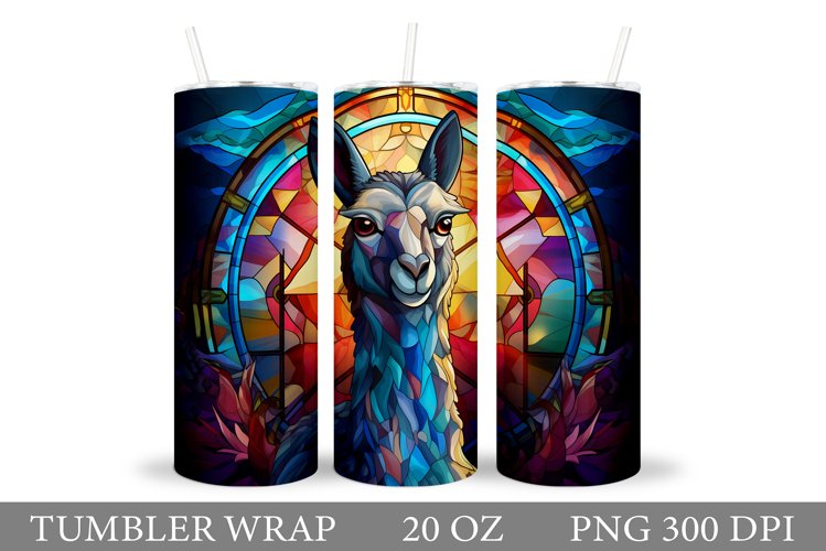 Lama Tumbler Wrap Design. Stained Glass Lama Tumbler Wrap