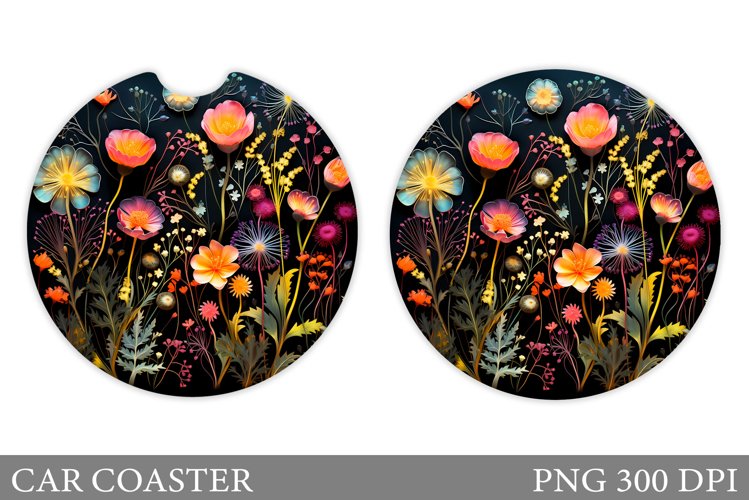 Flowers Car Coaster Sublimation. Wildflowers Car Coaster