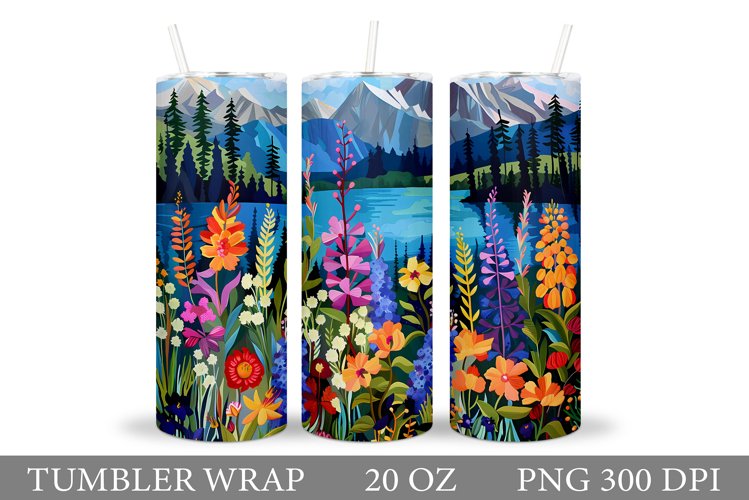 Flowers Tumbler Design. Wildflowers Tumbler Sublimation