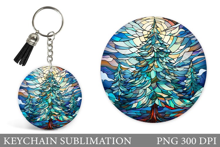 Christmas Tree Keychain. Stained Glass Keychain Design
