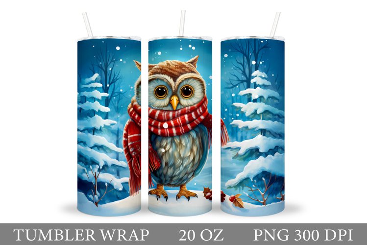 Winter Owl Tumbler Design. Winter Tumbler Sublimation