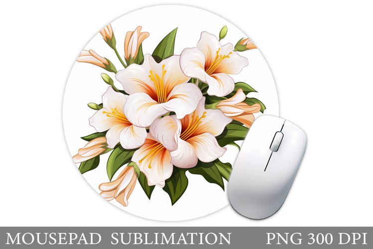 Flowers Mouse Pad Design. Flowers Round Mouse Pad Template example image 1