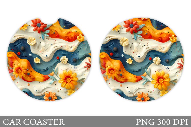 Flowers Car Coaster Design. Flowers Car Coaster Sublimation example image 1