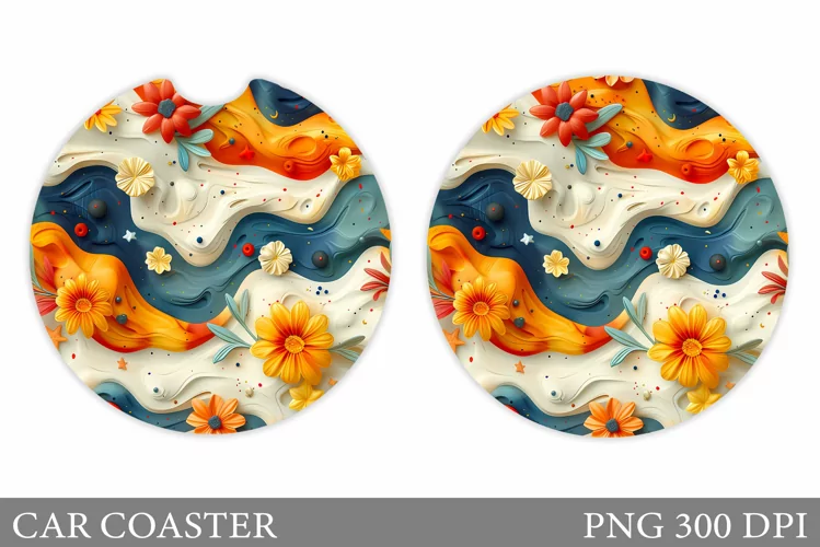 Flowers Car Coaster Design. Flowers Car Coaster Sublimation