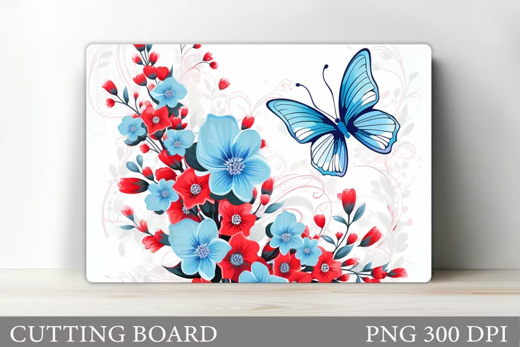 Butterflies Cutting Board. Flowers Cutting Board Design