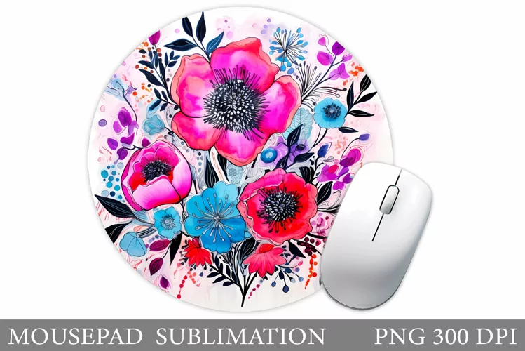Flowers Mouse Pad Sublimation. Flowers Mouse Pad Design