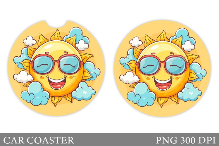 Positive Sun Car Coaster. Cute Sun Coaster Design